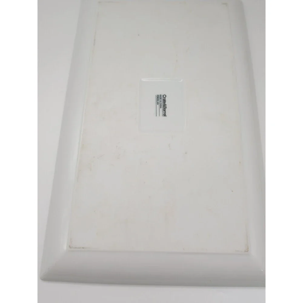 Crate & Barrel Rectangular Pure White Porcelain Serving Tray 16